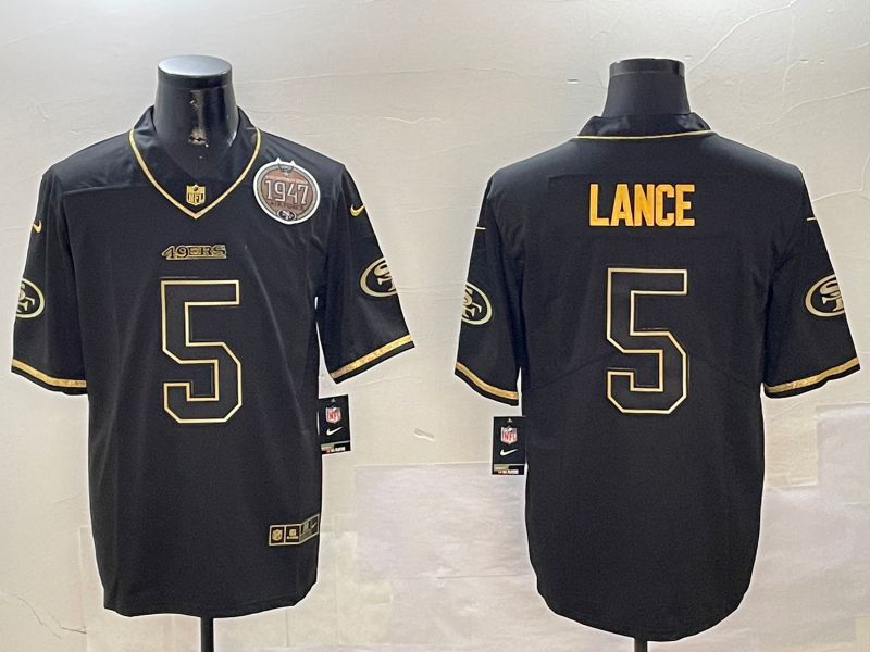 Men San Francisco 49ers #5 Lance Black Gold Throwback 2024 Nike Limited NFL Jersey style 2->san francisco 49ers->NFL Jersey